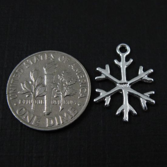Wholesale 925 Sterling Silver Snowflake Charm - 18x13mm (1 pc)