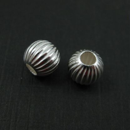Wholesale Sterling Silver 8mm Textured Round Stripped Beads for Jewelry Making, Wholesale Beads and Findings