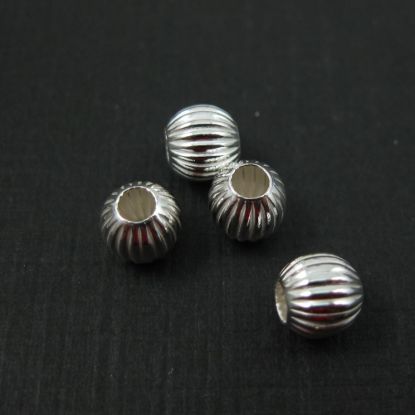Wholesale Sterling Silver 6mm Textured Round Stripped Beads for Jewelry Making, Wholesale Beads and Findings