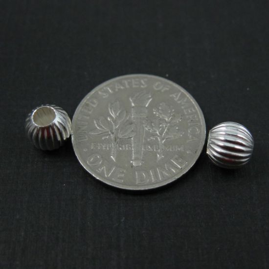 Wholesale Sterling Silver 6mm Textured Round Stripped Beads for Jewelry Making, Wholesale Beads and Findings