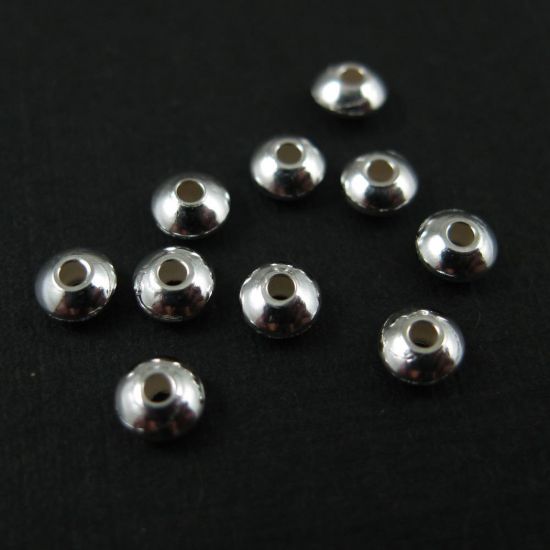 Wholesale Sterling Silver Small Smooth Rondelle Beads for Jewelry Making, Wholesale Beads and Findings