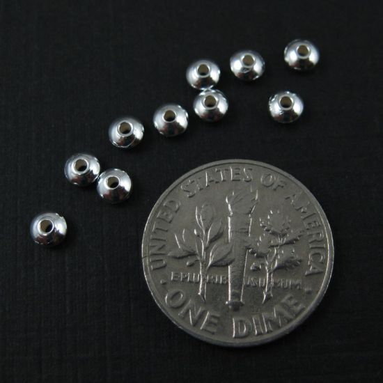 Wholesale Sterling Silver Small Smooth Rondelle Beads for Jewelry Making, Wholesale Beads and Findings