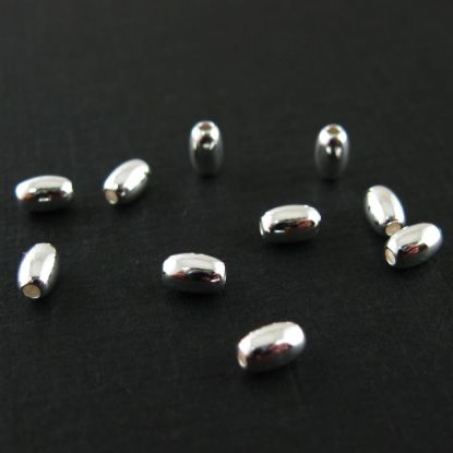 Wholesale Sterling Silver Smooth 4mm Oval Rice Shape Beads  for Jewelry Making, Wholesale Beads and Findings