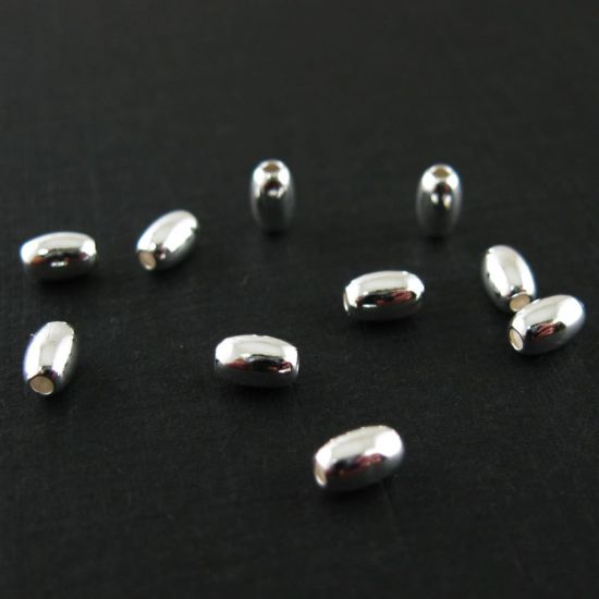 Wholesale Sterling Silver Smooth 4mm Oval Rice Shape Beads  for Jewelry Making, Wholesale Beads and Findings