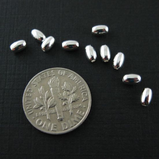 Wholesale Sterling Silver Smooth 4mm Oval Rice Shape Beads  for Jewelry Making, Wholesale Beads and Findings