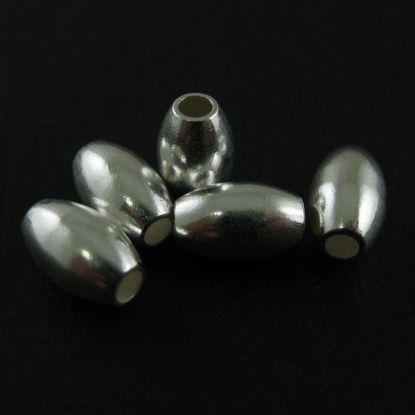 Wholesale Sterling Silver Smooth 8mm Oval Rice Shape Beads  for Jewelry Making, Wholesale Beads and Findings