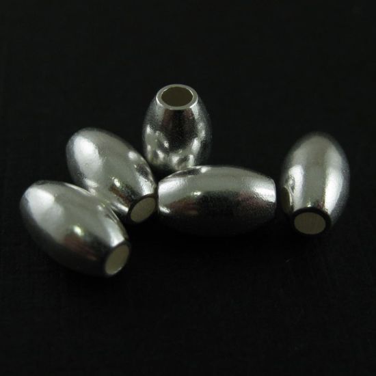 Wholesale Sterling Silver Smooth 8mm Oval Rice Shape Beads  for Jewelry Making, Wholesale Beads and Findings