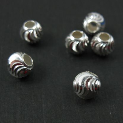 Wholesale Sterling Silver 4mm Swirled Round Beads for Jewelry Making, Wholesale Beads and Findings