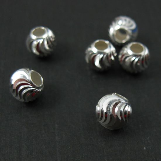 Wholesale Sterling Silver 4mm Swirled Round Beads for Jewelry Making, Wholesale Beads and Findings