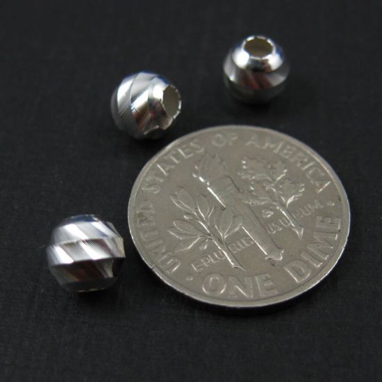 Wholesale Sterling Silver 6mm Finely Grooved Round Beads for Jewelry Making, Wholesale Beads and Findings