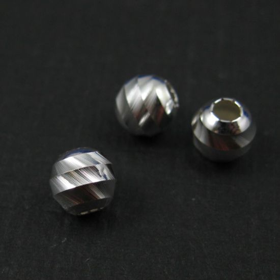 Wholesale Sterling Silver 6mm Finely Grooved Round Beads for Jewelry Making, Wholesale Beads and Findings