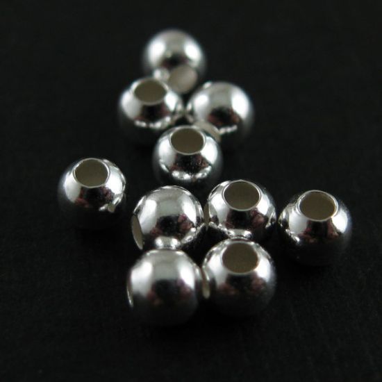 Wholesale 925 Sterling Silver Findings - Smooth Round Shaped Beads - 3 mm ( 20pcs)