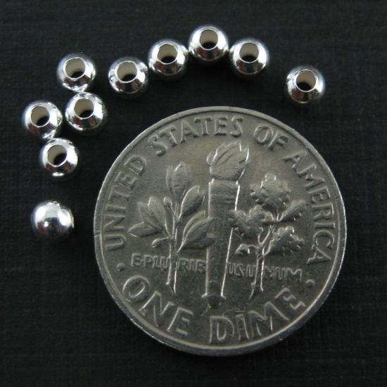Wholesale 925 Sterling Silver Findings - Smooth Round Shaped Beads - 3 mm ( 20pcs)