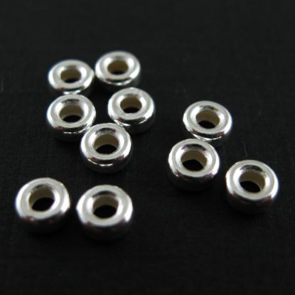 Wholesale Sterling Silver 4mm Smooth Donut Shaped Bead for Jewelry Making, Wholesale Beads and Findings