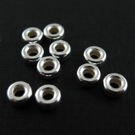 Wholesale Sterling Silver 4mm Smooth Donut Shaped Bead for Jewelry Making, Wholesale Beads and Findings