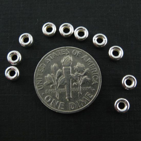 Wholesale Sterling Silver 4mm Smooth Donut Shaped Bead for Jewelry Making, Wholesale Beads and Findings