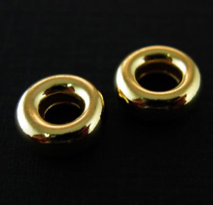 Wholesale Gold Over Sterling Silver Smooth Donut Shaped Beads - 8x3mm (4 pcs)