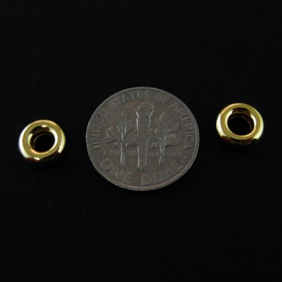 Wholesale Gold Over Sterling Silver Smooth Donut Shaped Beads - 8x3mm (4 pcs)