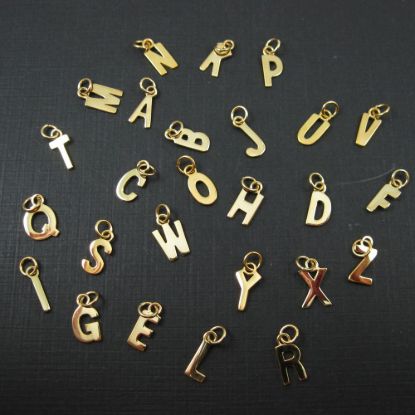 Wholesale Gold plated Sterling Silver Smooth Letter Initial Charms and Pendants for Jewelry Making, Wholesale Findings