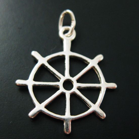 Wholesale Sterling Silver Nautical Wheel Charm, Charms and Pendants for Jewelry Making, Wholesale Findings