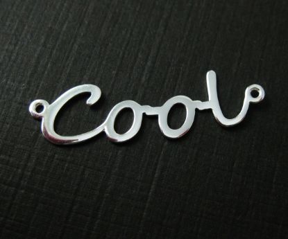 Wholesale Sterling Silver Cool in Script Connector Charm, Charms and Pendants for Jewelry Making, Wholesale Findings