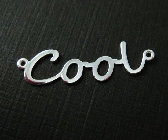 Wholesale Sterling Silver Cool in Script Connector Charm, Charms and Pendants for Jewelry Making, Wholesale Findings