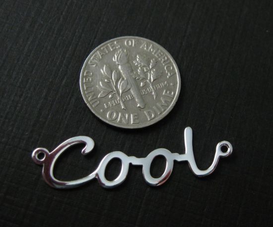 Wholesale Sterling Silver Cool in Script Connector Charm, Charms and Pendants for Jewelry Making, Wholesale Findings