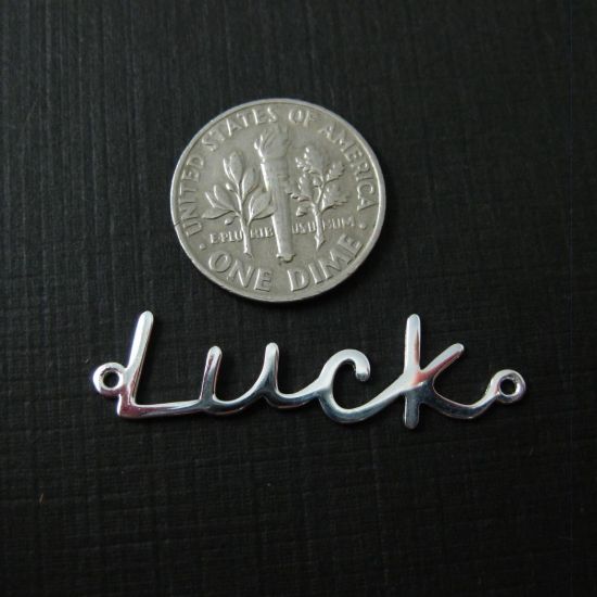 Wholesale Sterling Silver Luck in Script Connector Charm, Charms and Pendants for Jewelry Making, Wholesale Findings