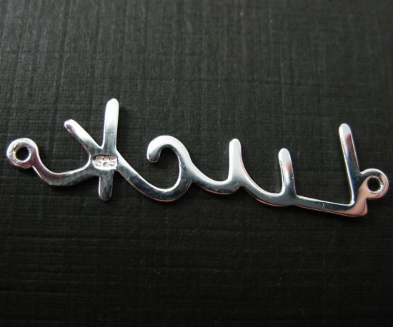 Wholesale Sterling Silver Luck in Script Connector Charm, Charms and Pendants for Jewelry Making, Wholesale Findings