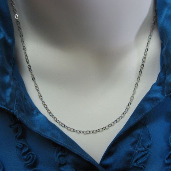 Wholesale Rhodium plated Sterling Silver 3.5mm Flat Cable Oval Chain, Wholesale Bulk Necklace Chains