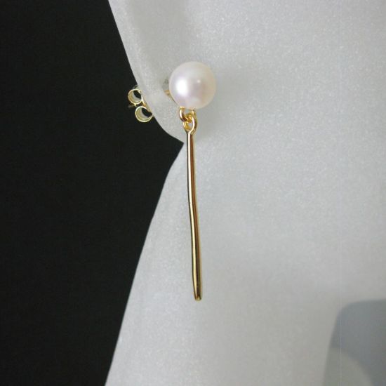 Wholesale Gold plated Sterling Silver Long Bar Earwire with Post for Drilled Beads for Jewelry Making, Wholesale Earwire and Findings