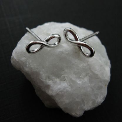 Wholesale Rhodium plated Sterling Silver Infinity Earring Studs for Jewelry Making, Wholesale Earwire and Findings