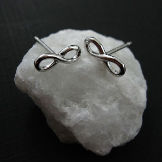 Wholesale Rhodium plated Sterling Silver Infinity Earring Studs for Jewelry Making, Wholesale Earwire and Findings