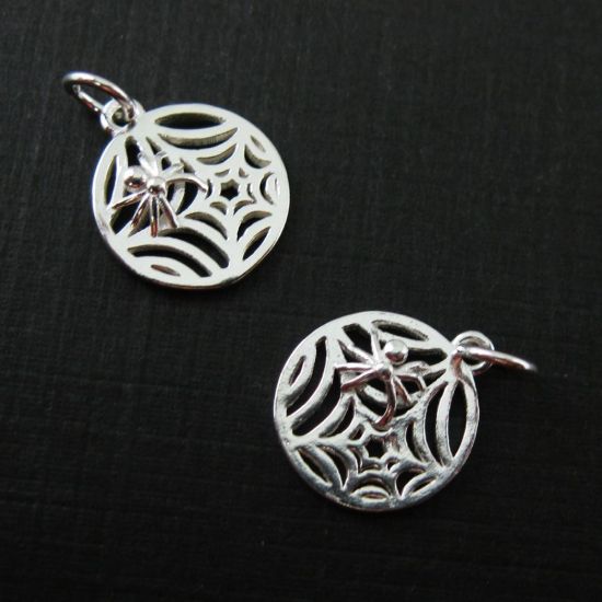 Wholesale Sterling Silver Spider Web Charm, Charms and Pendants for Jewelry Making, Wholesale Findings
