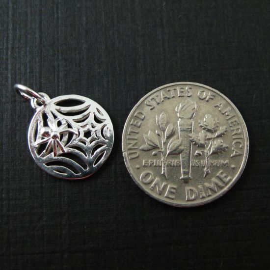 Wholesale Sterling Silver Spider Web Charm, Charms and Pendants for Jewelry Making, Wholesale Findings