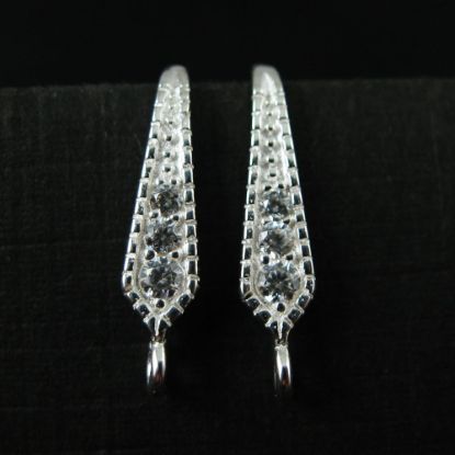 Wholesale Sterling Silver CZ Cubic Zirconia Elongated Earwire for Jewelry Making, Wholesale Earwire and Findings