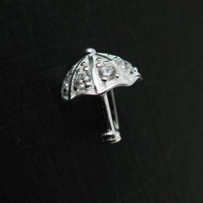 Wholesale Sterling Silver Umbrella Pinch Bail Connector with CZ Cubic Zirconia Stone, Wholesale Findings