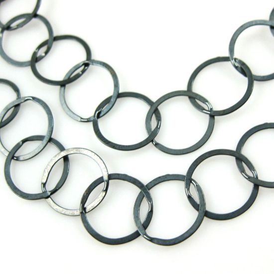 Wholesale Chain, Oxidized Sterling Silver Flat Circle Chain 10mm Bulk Chain by the foot