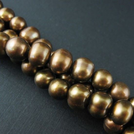 Wholesale Freshwater Pearl Strand 7-8 Round Olive Green Pearls, Wholesale Pearls for Beading and Jewelry Making