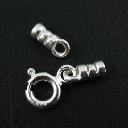Wholesale Sterling Silver Crimped Tube End with Clasp ,Crimp and Endings for Jewelry Making, Wholesale Findings