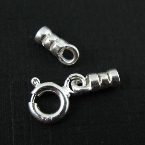 Wholesale Sterling Silver Crimped Tube End with Clasp ,Crimp and Endings for Jewelry Making, Wholesale Findings