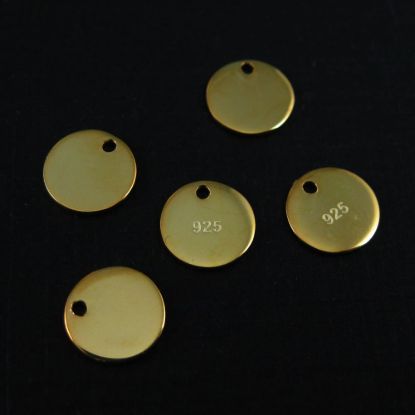 Wholesale Gold plated Sterling Silver Round 8mm Circle Charm Tag for Jewelry Making, Wholesale Earwire and Findings