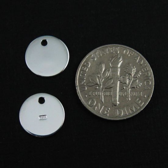 Wholesale Sterling Silver Round 10mm Circle Charm Tag for Jewelry Making, Wholesale Earwire and Findings