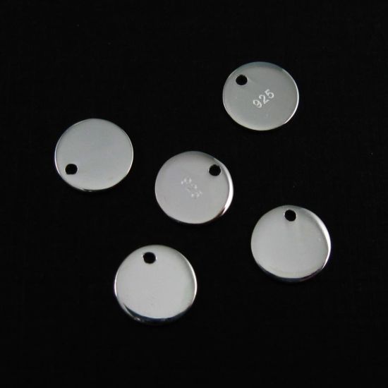 Wholesale Sterling Silver Round 8mm Circle Charm Tag for Jewelry Making, Wholesale Earwire and Findings