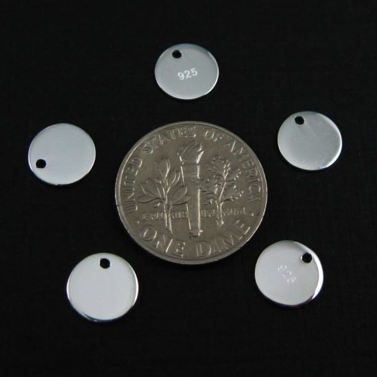 Wholesale Sterling Silver Round 8mm Circle Charm Tag for Jewelry Making, Wholesale Earwire and Findings