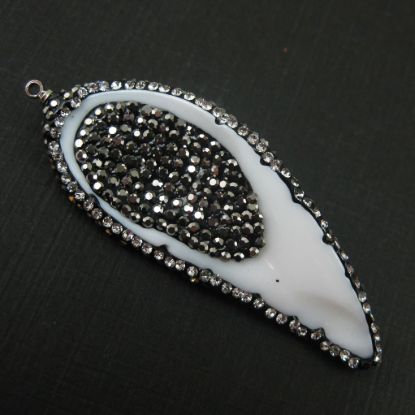 Wholesale Double Sided Curved Trumpet Shell Wing with Zircon Pave Pendant (1pc)