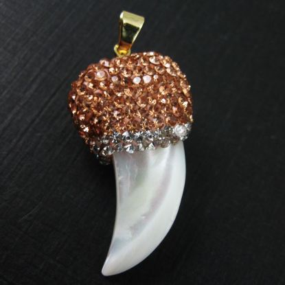 Wholesale Pave Pendant Natural White Shell with Peach Zircon Pave Wholesale Pendants for Jewelry Making