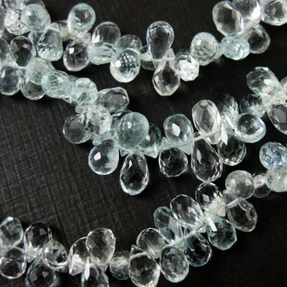 Wholesale Semi Precious Gemstone Beads - Teardrop Shape - 100% Genuine Aqua Gemstone Faceted Drops - Grade AA Briolette Nature Stone - 8 mm-4 pcs
