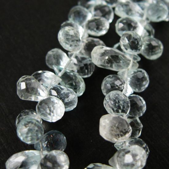Wholesale Semi Precious Gemstone Beads - Teardrop Shape - 100% Genuine Aqua Gemstone Faceted Drops - Grade AA Briolette Nature Stone - 8 mm-4 pcs