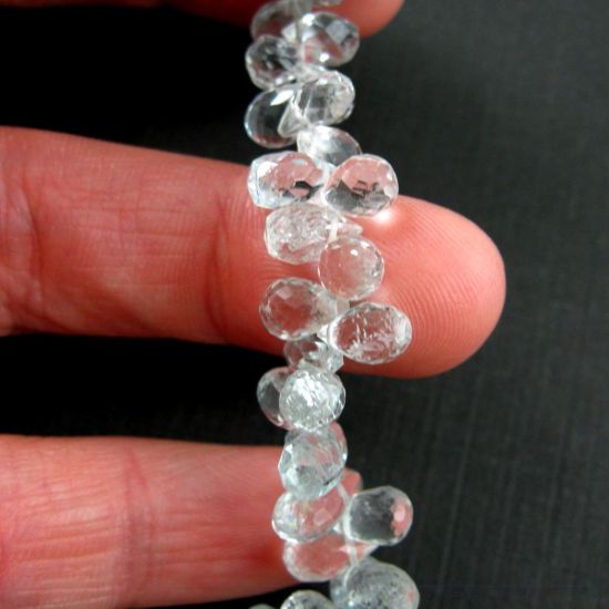 Wholesale Semi Precious Gemstone Beads - Teardrop Shape - 100% Genuine Aqua Gemstone Faceted Drops - Grade AA Briolette Nature Stone - 8 mm-4 pcs